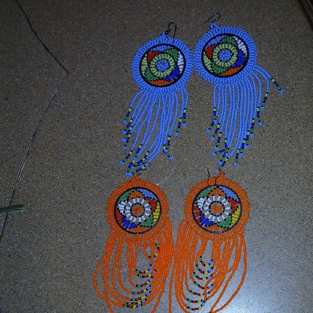 Colorful Beaded Dreamcatcher Earrings